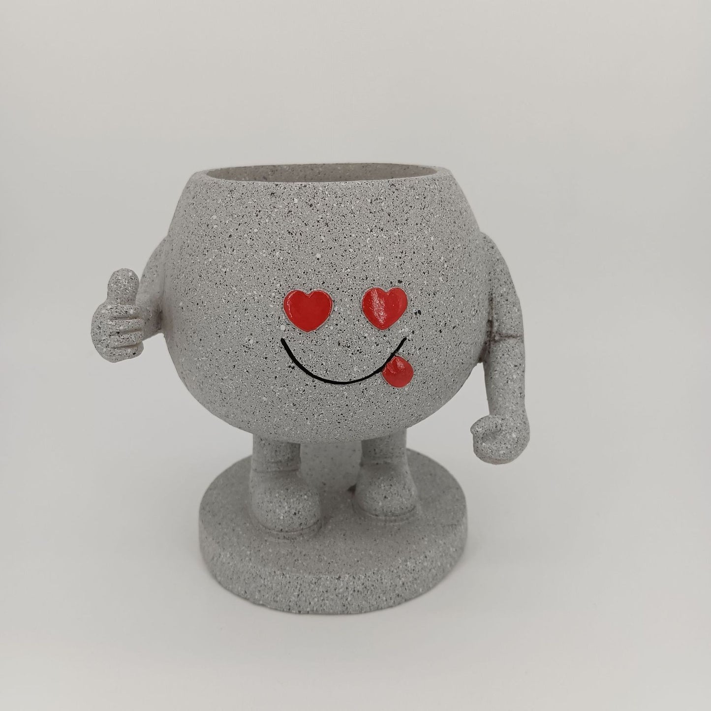 A201 Cute Cartoon Smiling Man Succulent Planter, Garden Yard Landscape Decor Pot