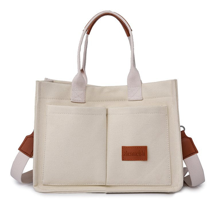 Canvas Tote Bag for Women with Zipper Closure & Individual Compartments for Work College for Teacher & Nurse