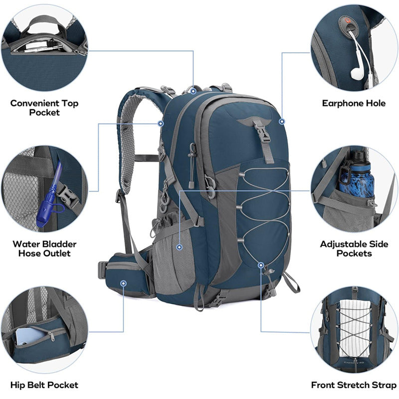 Hiking Backpack,Camping Backpack,40L Waterproof Hiking Daypack with Rain Cover,Lightweight Travel Backpack,Blue