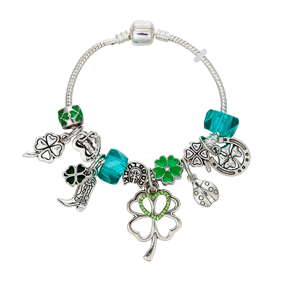Green Four-Leaf Clover Horseshoe Boot Accessory Bracelet Panjia Bracelet for Women
