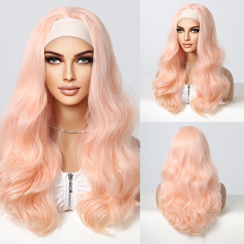 Headband Body Wave Synthetic Wig, Ombre Highlight Long Loose Curly Wig for Black Women Daily Styling