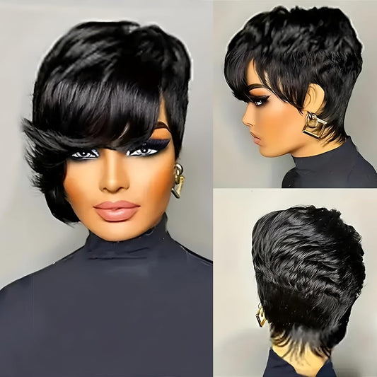 A220  Side Bangs Fluffy Curly Wig, Rose Net Breathable Synthetic New Wig