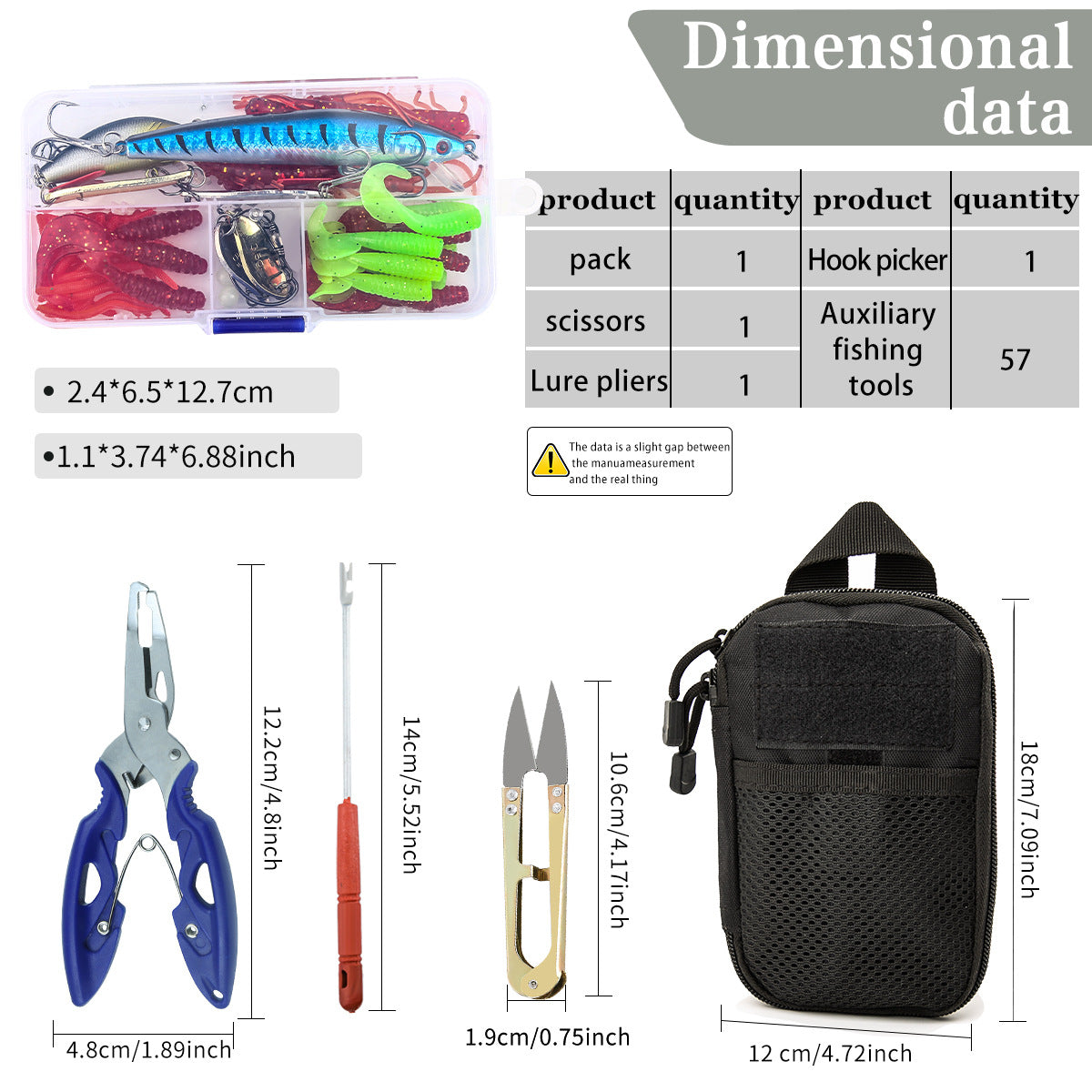 F344  Portable Fishing Tackle Storage Bag with Lure Assortment Fishing Pliers Tools Kit for Bass Trout Fishing
