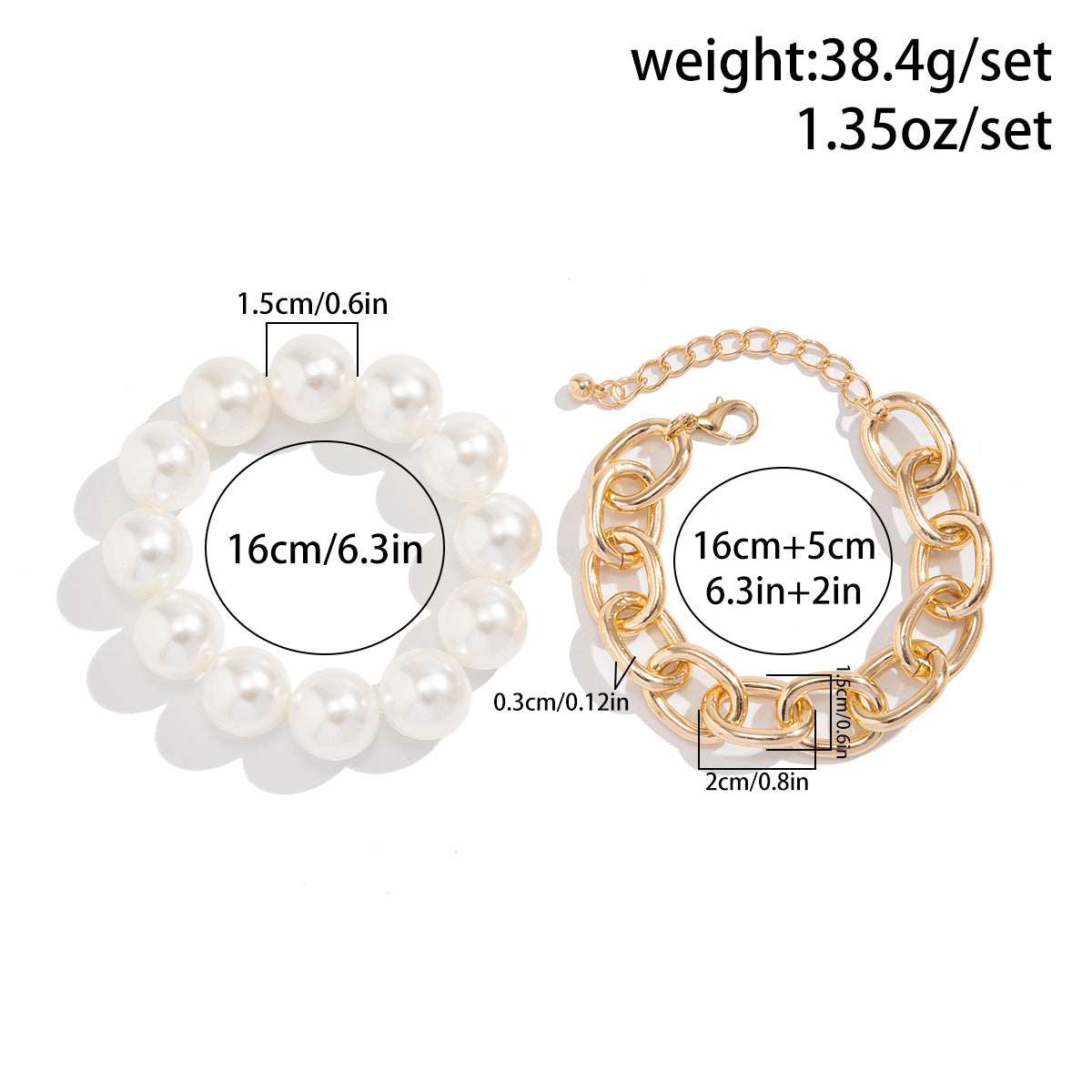 A187  Fashion Exaggerated Large Bead Bracelet, Geometric Beaded Faux Pearl Elegant Bracelet for Women