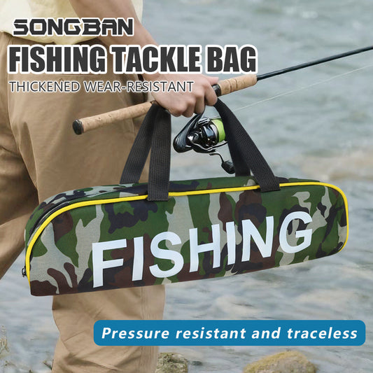 A338  Fishing Tackle Bag Set with Hard Fishing Rod, Baitcasting Reel & Lures Kit