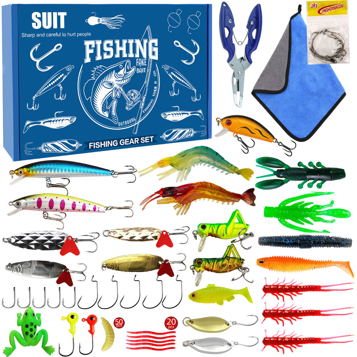 A245  Mystery Fishing Lures Set, Multi-purpose Fishing Kit for Largemouth Bass, Smallmouth Bass & Trout