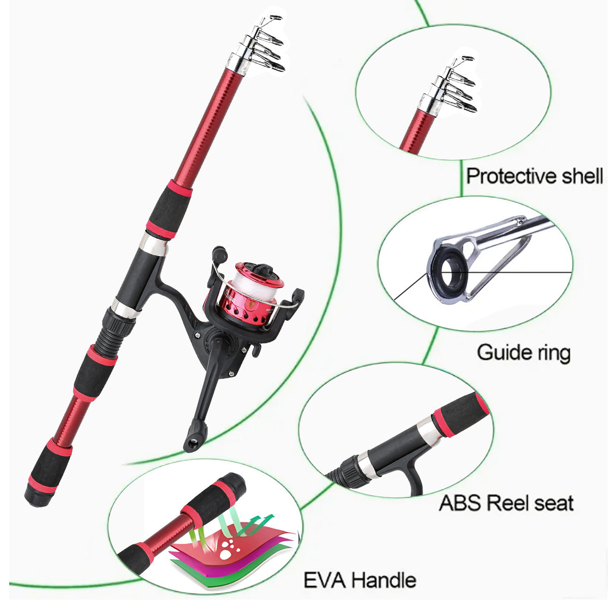 F347  Couple and Parent-Child Fishing Rod Combo 1.8m 2.1m Double Poles Reel Set Complete Fishing Gear