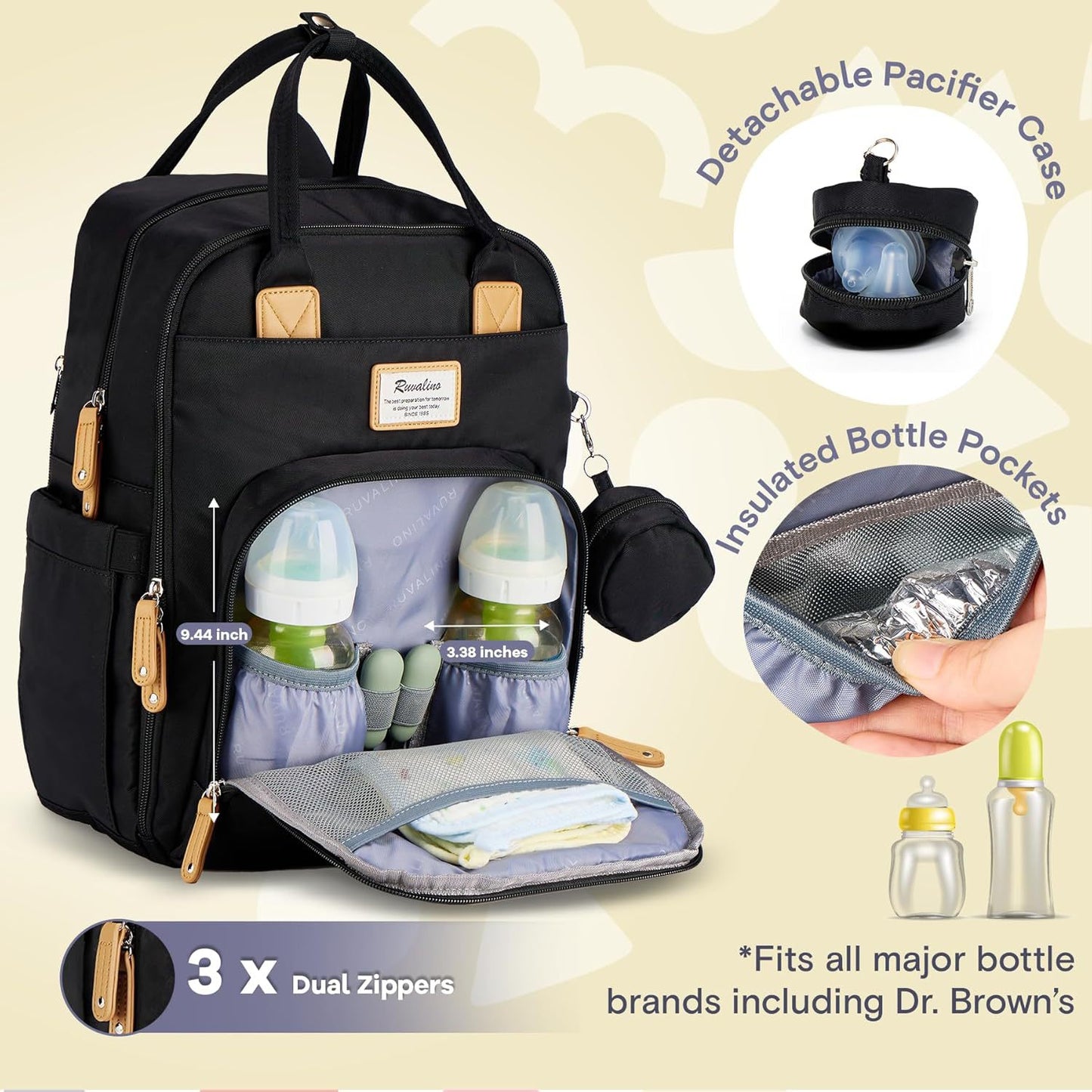 New Diaper Bag Backpack Multifunctional Travel Bag Maternity and Baby Diaper Changing Bag