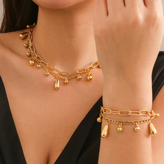 A190  Fashion Smooth Comma Pendant Necklace, Hip Hop Waterdrop Metal Chain Choker