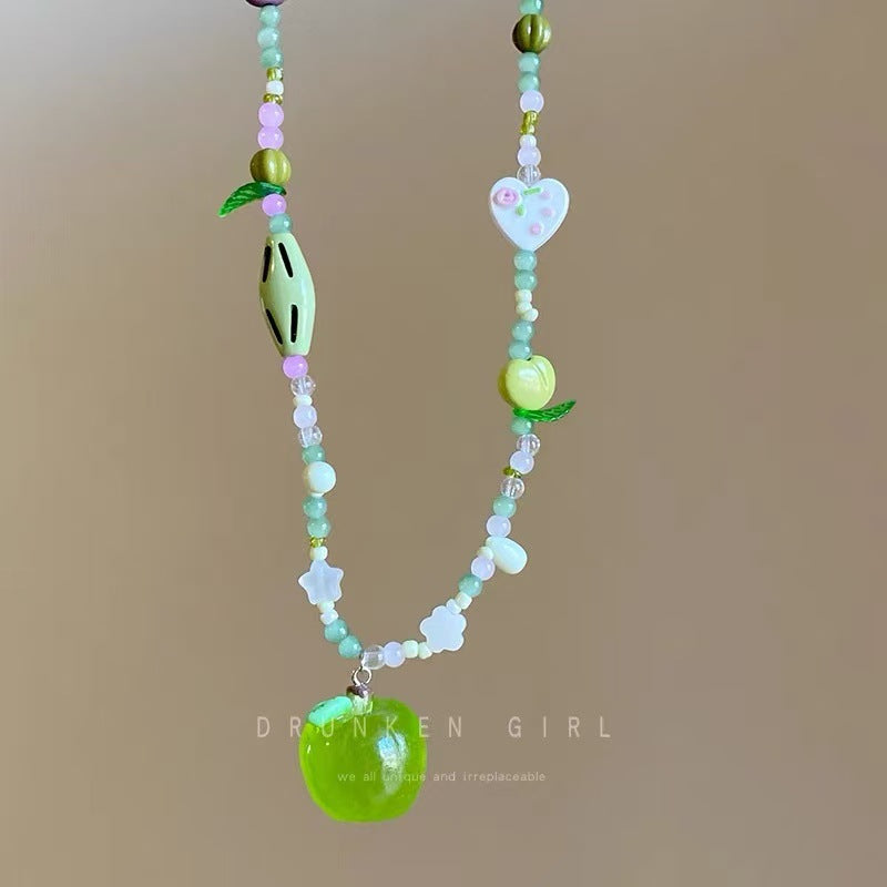 A301  Fashion Dopamine Beaded Cat Necklace, Personality Sweet Style All-Match Choker Jewelry