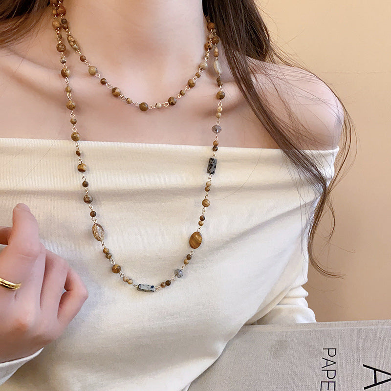 A302  Boho Shell Bead Turquoise Beaded Necklace, Light Luxury Minimalist Luxury Clavicle Necklace for Women
