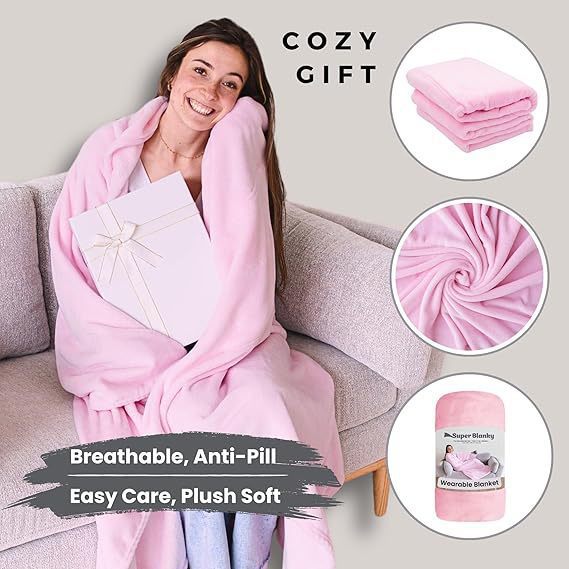 A361  Wearable Warm Blanket Soft Cozy Shawl Wrap Blanket For Sofa Bed Home Outdoor Mother's Day Gift