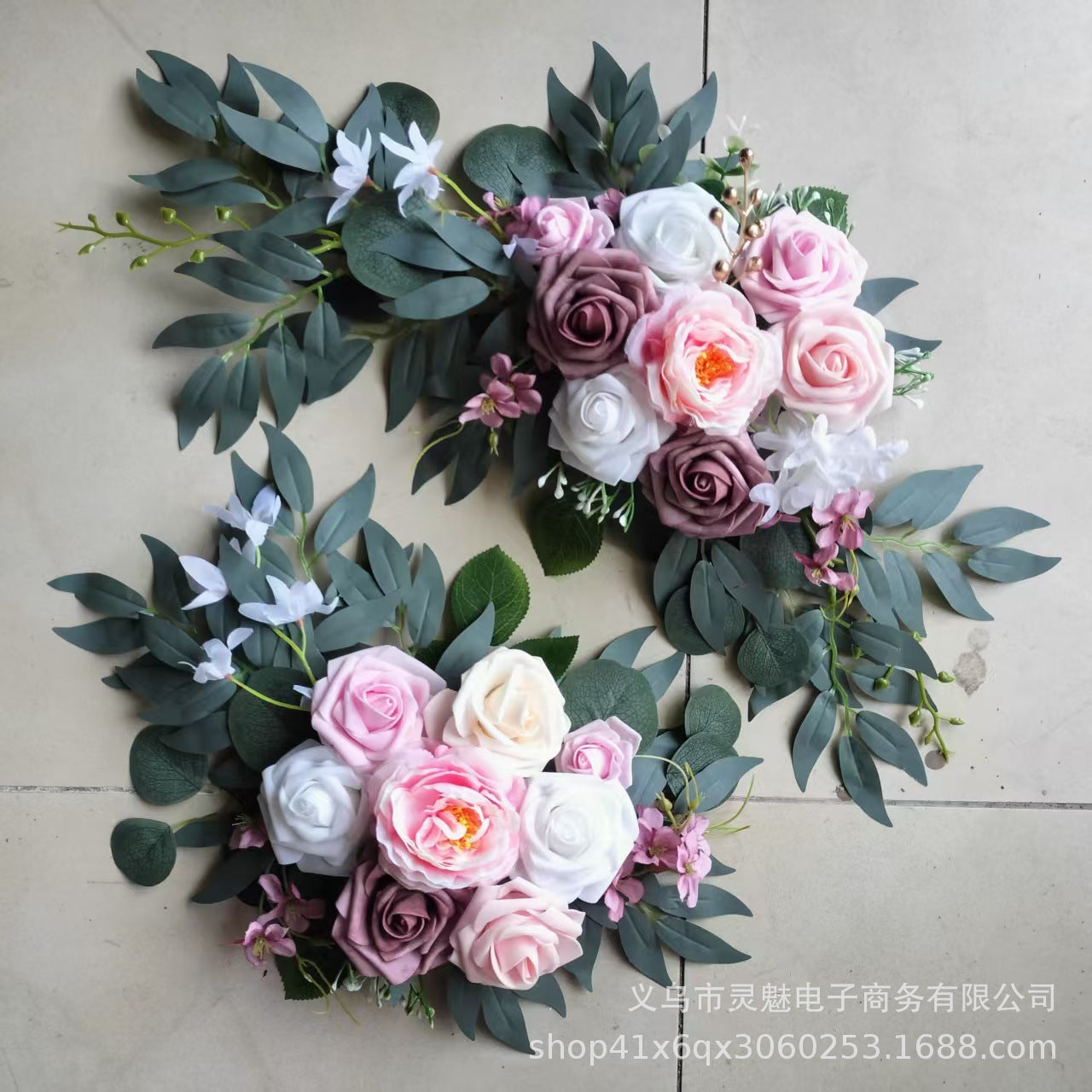 Faux Arch Flower Swag Set of 2 for Wedding Welcome Signs Floral Swag Wedding Reception Ceremony Signs Decor