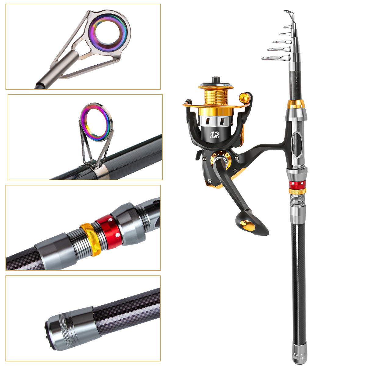 A241  Hot Sale Carbon Fiber Telescopic Fishing Rod, Portable Travel Fishing Combo, Long Throw Casting Saltwater Rod