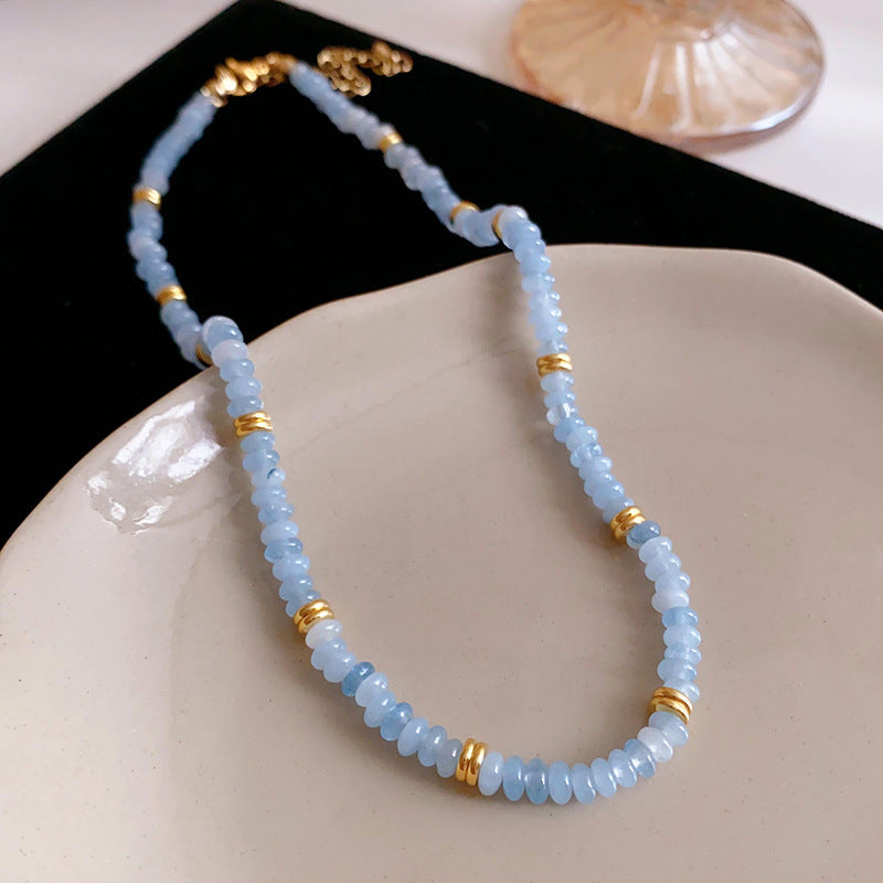 A302  Boho Shell Bead Turquoise Beaded Necklace, Light Luxury Minimalist Luxury Clavicle Necklace for Women