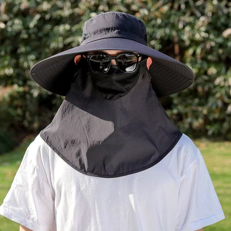 UPF50+ Wide Brim Sun Hat for Men, 360 Full Face Neck Cover Fishing Hat, UV Protection Outdoor Bucket Hat, Breathable Windproof Sun Cap for Cycling Gardening Hiking