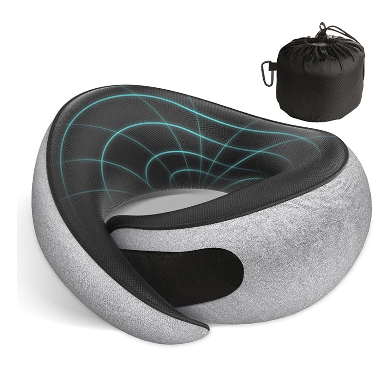 Travel Neck Pillows for Airplanes - 360° Ergonomic Memory Foam Travel Pillow - Relief Neck Pain with Breathable Support for Long Flights, Car, Train & Office Use - Adults & Kids (Gray)
