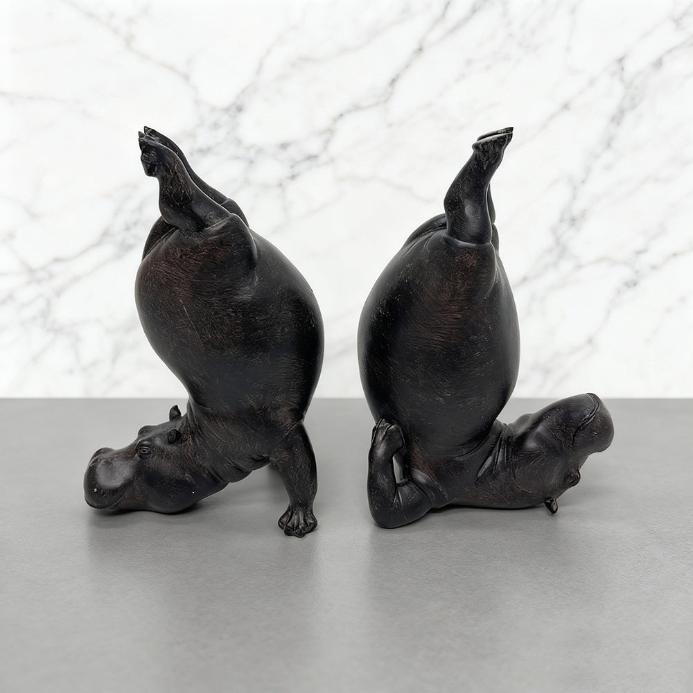 Yoga Hippo Resin Figurine Creative Animal Decor Living Room, Gym, Yoga Studio Ornament