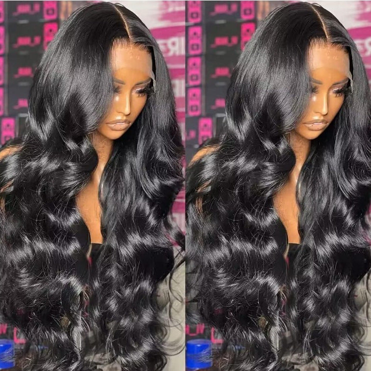 A276  Middle Part Long Curly Body Wave Lace Front Wig, 30 Inch Machine Made Net Full Wig
