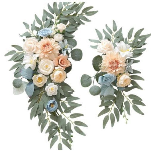 Faux Arch Flower Swag Set of 2 for Wedding Welcome Signs Floral Swag Wedding Reception Ceremony Signs Decor
