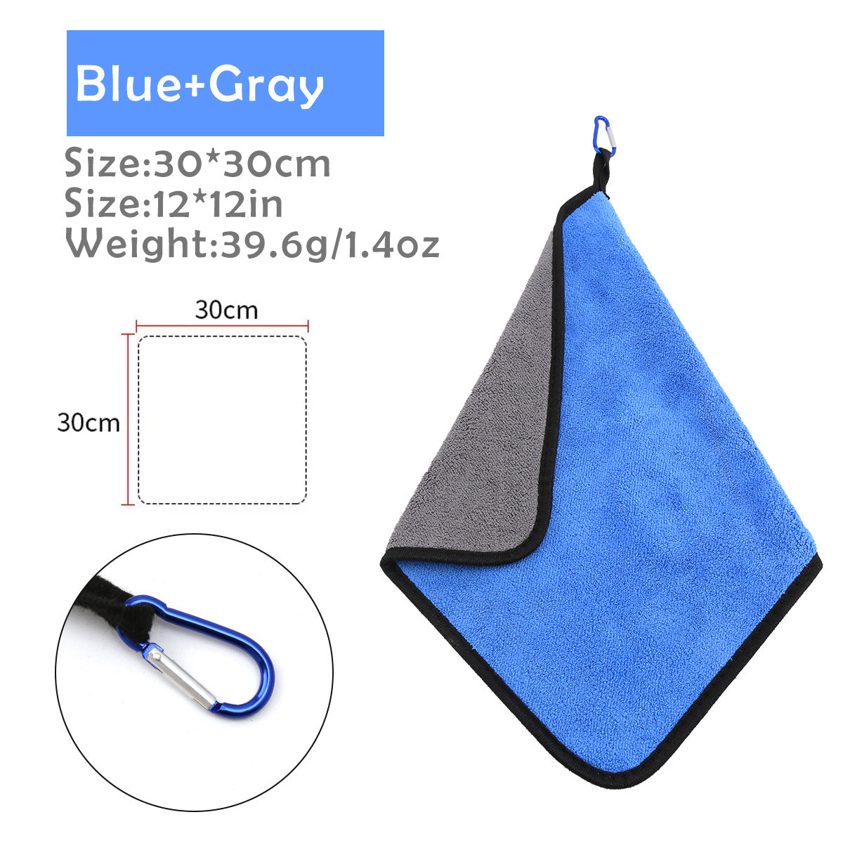 A264  Double Sided Thick Fishing Towel, Super Absorbent Fast Drying, Rod Cleaning Accessory with Buckle
