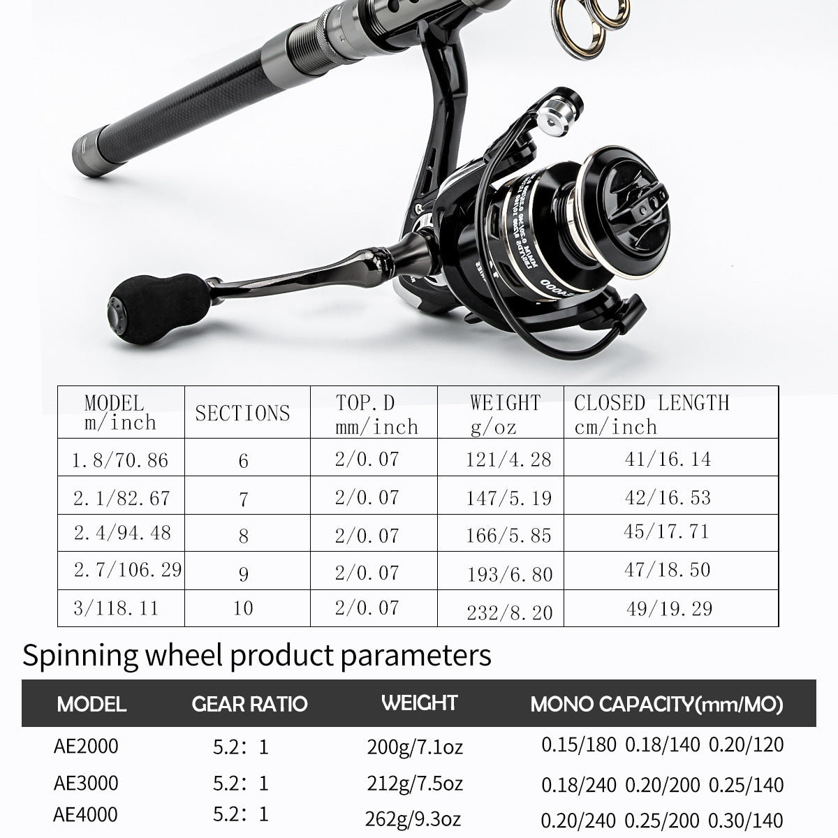 A244  Long Casting Fishing Rod Combo, Special for Bass & Culter, Multifunctional Rod for Sea & Snakehead Fishing