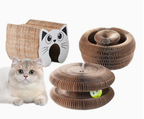 A366  Accordion-Style Cat Scratcher Bed: Durable, Lint-Free, Self-Entertaining Cat Toy—Corrugated Cardboard Scratching Board, a Must-Have for Cats