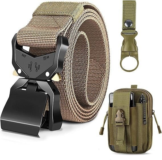 Tactical Belt, Military Hiking Rigger 1.5" Nylon Web Work Belt with Heavy Duty Quick Release Buckle