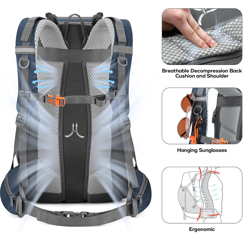 Hiking Backpack,Camping Backpack,40L Waterproof Hiking Daypack with Rain Cover,Lightweight Travel Backpack,Blue
