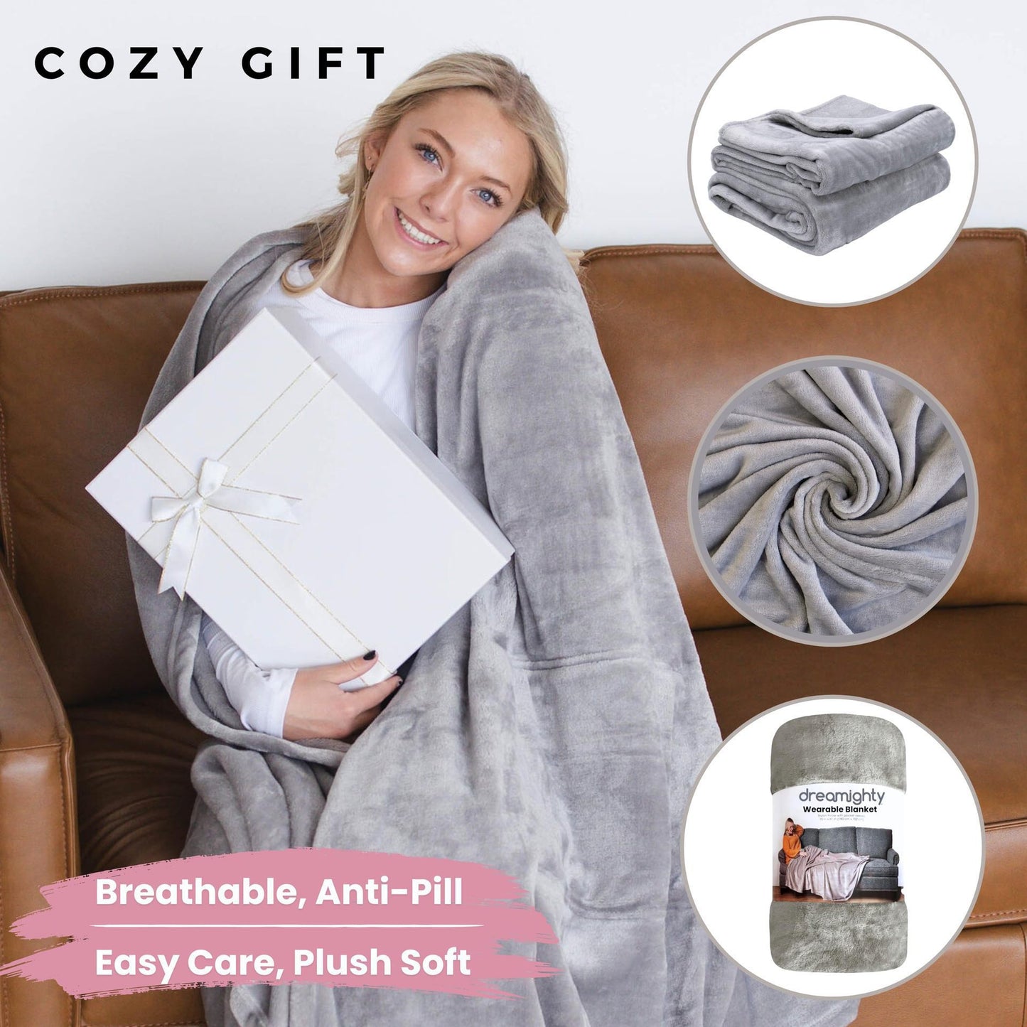 A361  Wearable Warm Blanket Soft Cozy Shawl Wrap Blanket For Sofa Bed Home Outdoor Mother's Day Gift