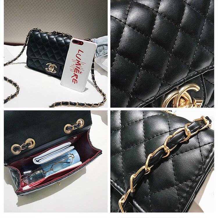 A321  Ins Style Quilted Crossbody Bag, Women's Shoulder Bag with Chain & Lock