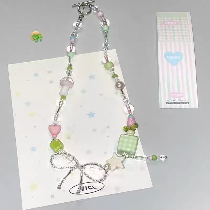 A301  Fashion Dopamine Beaded Cat Necklace, Personality Sweet Style All-Match Choker Jewelry