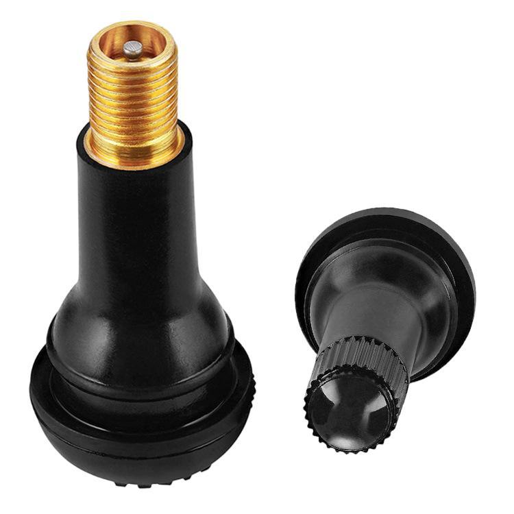 A311  TR413/TR414 Tubeless Tire Valve Stems, Black Rubber & Alloy Valve Caps Universal Tire Valves