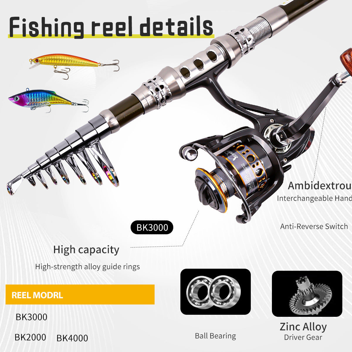 F349  Carbon Fiber Telescopic Fishing Rod and Reel Combo Portable Travel Fishing Kit for Saltwater Freshwater