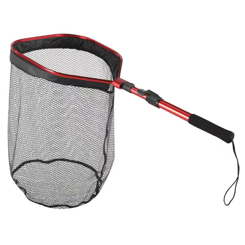 A221  Square Head Reinforced Silicone Landing Net, Foldable Portable Aluminum Alloy, Lure Stream Fishing Net
