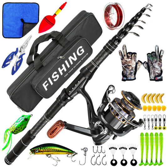 F353  Complete Fishing Tackle Set Carbon Fiber Spinning Rod Reel Combo with Full Accessories for Sea Fishing