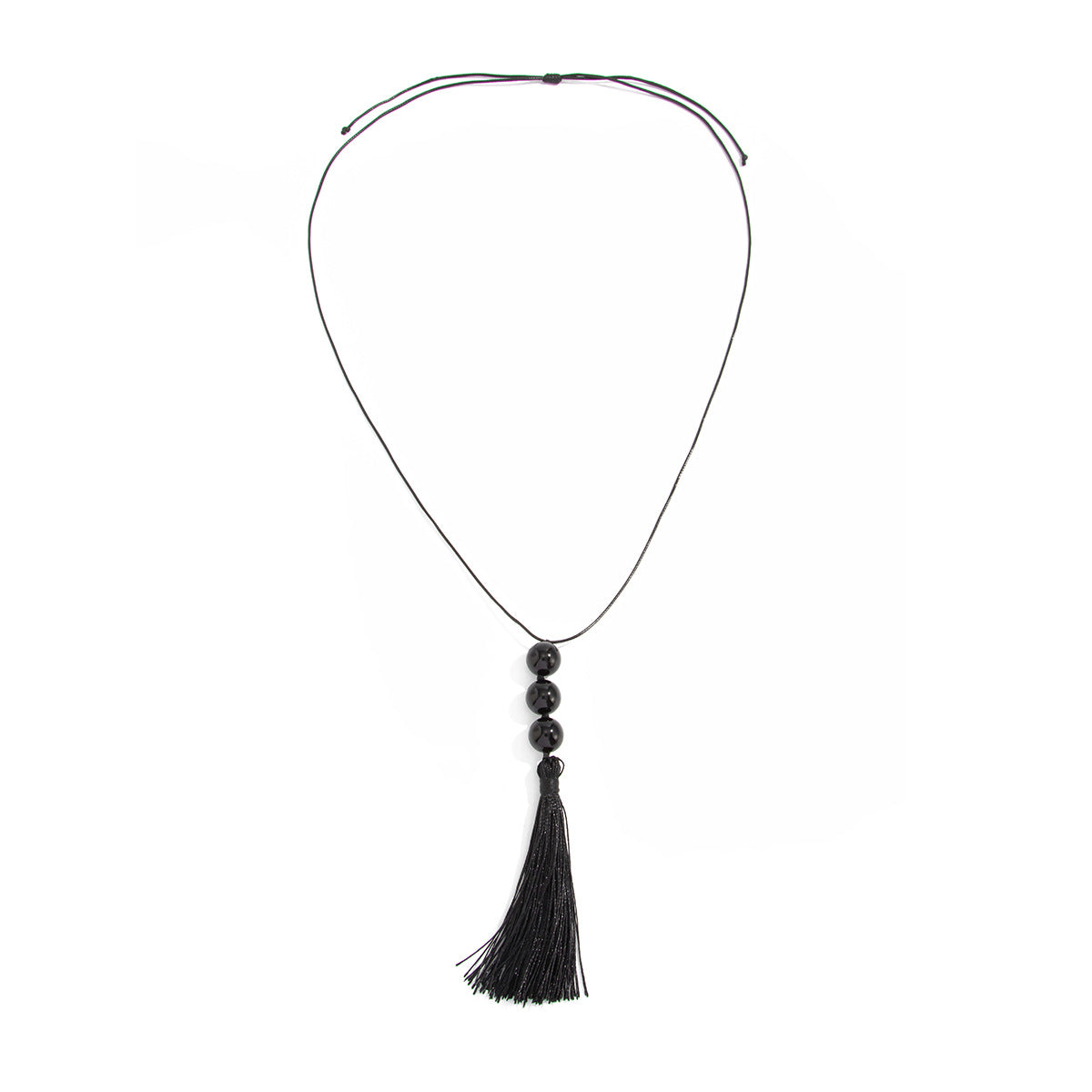 Minimalist Fashion Resin Bead Necklace, Ins Style Adjustable Tassel Personalized Pendant Jewelry