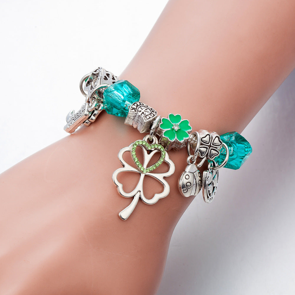 Green Four-Leaf Clover Horseshoe Boot Accessory Bracelet Panjia Bracelet for Women