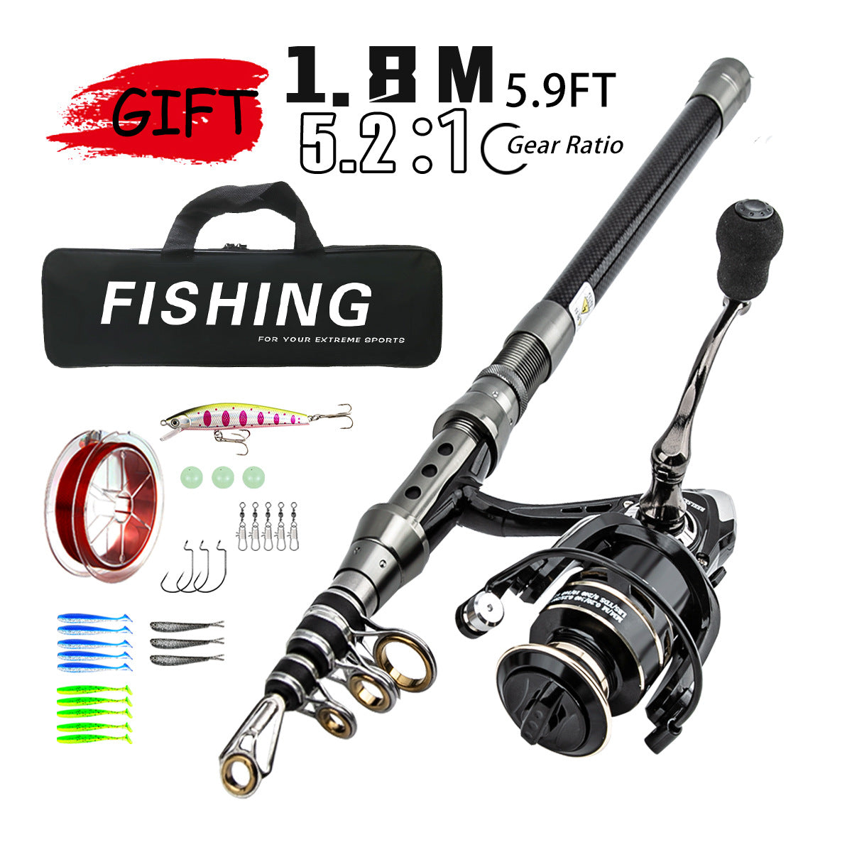 A244  Long Casting Fishing Rod Combo, Special for Bass & Culter, Multifunctional Rod for Sea & Snakehead Fishing