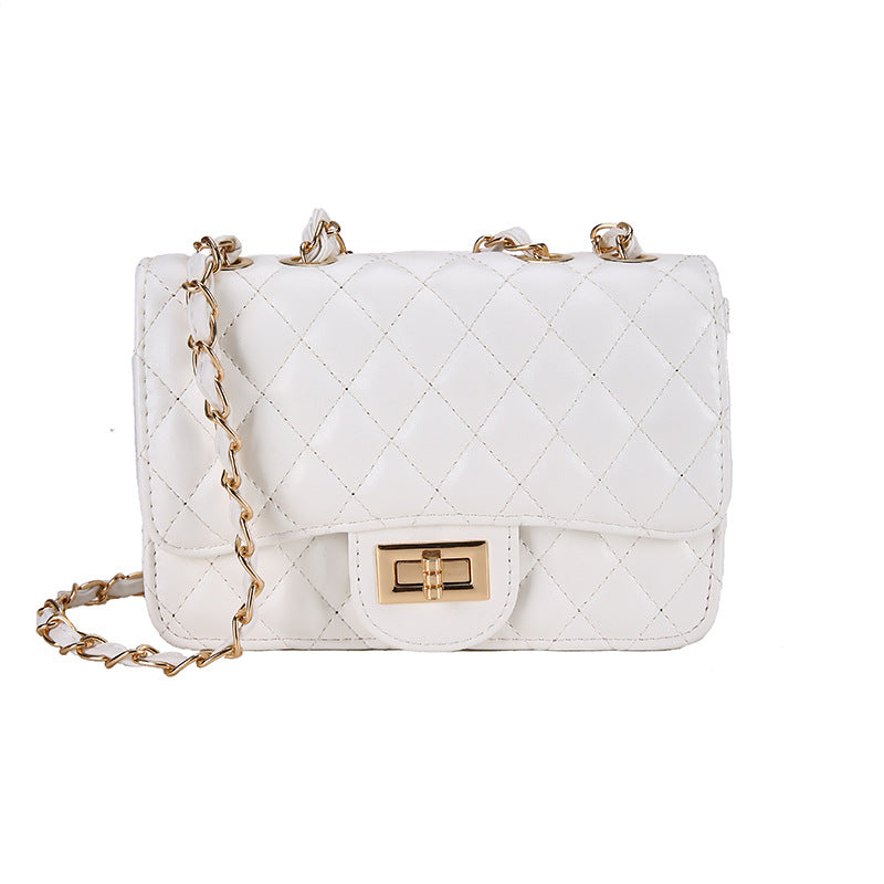 A321  Ins Style Quilted Crossbody Bag, Women's Shoulder Bag with Chain & Lock
