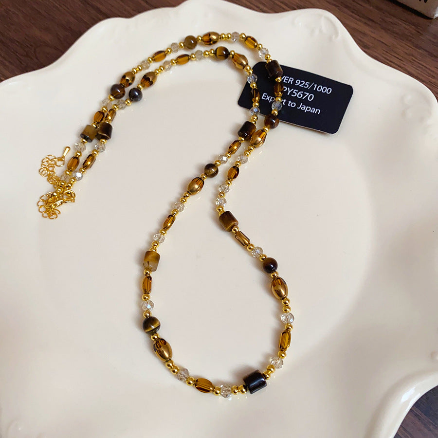 A302  Boho Shell Bead Turquoise Beaded Necklace, Light Luxury Minimalist Luxury Clavicle Necklace for Women