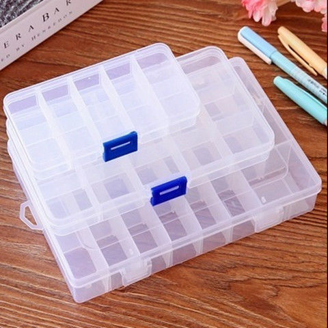 A267  10/15 Grids Multi-Functional Storage Box, Removable Dividers, Lure Box & Jewelry Organizer
