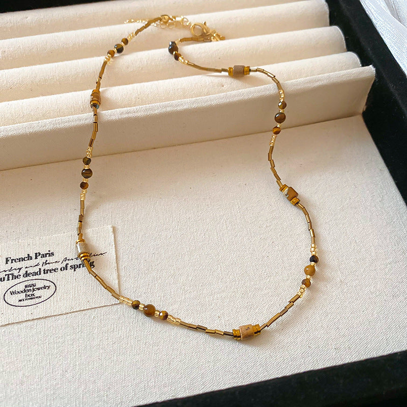 A302  Boho Shell Bead Turquoise Beaded Necklace, Light Luxury Minimalist Luxury Clavicle Necklace for Women