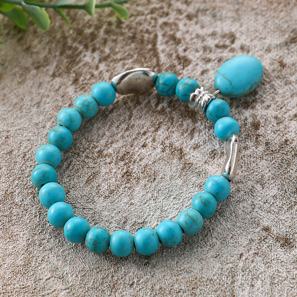 Fashion Bohemian Turquoise Set for Women, Ethnic Beaded Bracelet