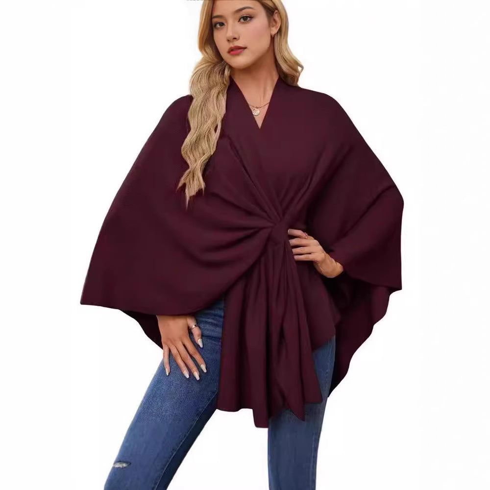 Women's Elegant Shawl Wraps Soft Open Front Poncho Sweater for Spring Fall Winter