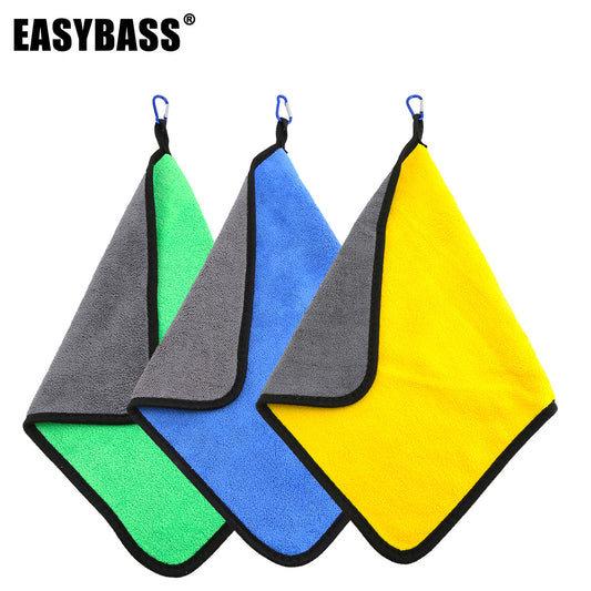 A264  Double Sided Thick Fishing Towel, Super Absorbent Fast Drying, Rod Cleaning Accessory with Buckle