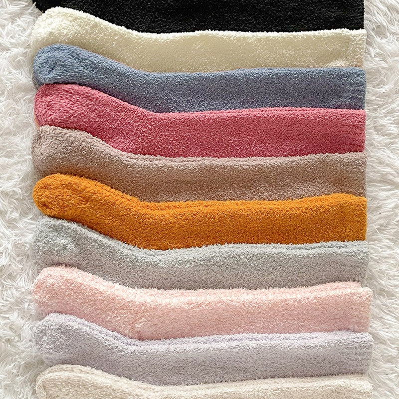 Coral Fleece Ankle Socks for Men and Women Thickened and Fleece-Lined for Fall and Winter Postpartum Long Socks Home Sleep Floor Socks for Indoor Wear