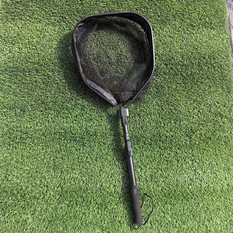 A221  Square Head Reinforced Silicone Landing Net, Foldable Portable Aluminum Alloy, Lure Stream Fishing Net