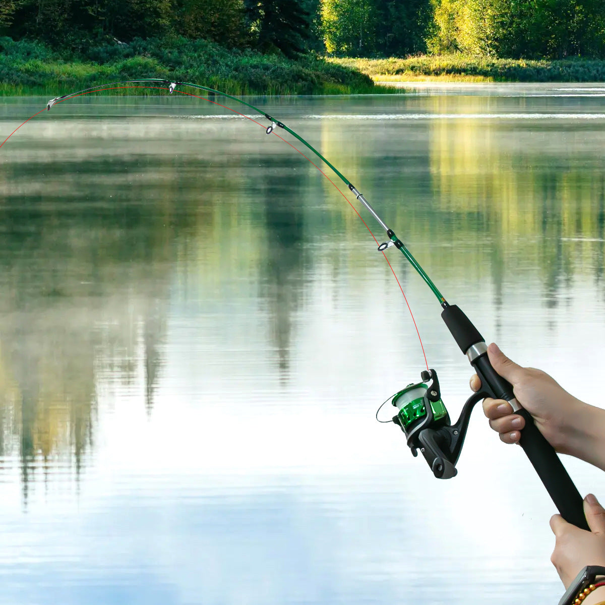 A259  Spinning Fiberglass Fishing Rod, Long Distance Casting Rod, Complete Fishing Combo