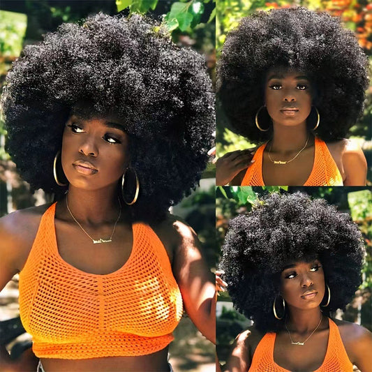 A229  Hot Brazilian Short Curly Wig, Fluffy Elastic Net Synthetic Wig for Women
